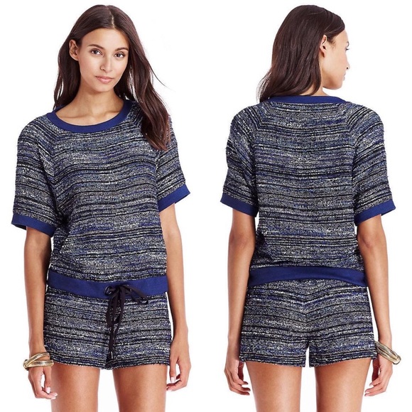 Diane Von Furstenberg Adela Boucle Woven Tweed Top - Picture 1 of 16